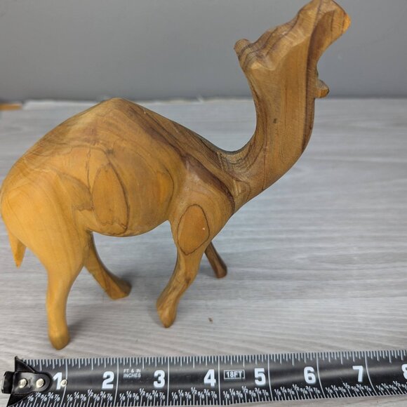 Olive Wood Camel Figurine 7" x 7" x 2" - Picture 11 of 11
